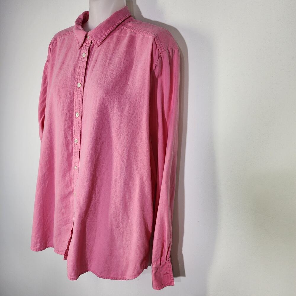 LOFT Women Shirt Size XL Pink Linen Blend Button Up Long Sleeves Collared Casual - Picture 5 of 10